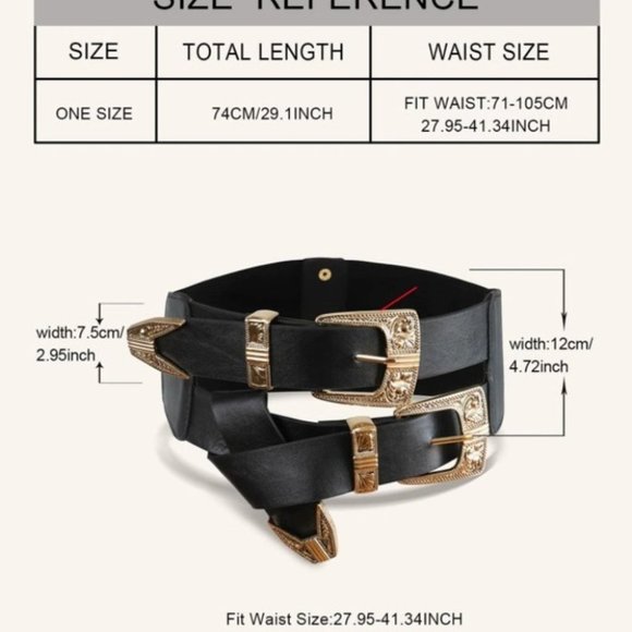 Black Double Textured Metal Buckle Belt - Picture 4 of 6